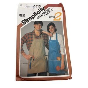 Simplicity 6515 Beginner's Choice Level 2 Apron Sewing Pattern Miss Men One Size